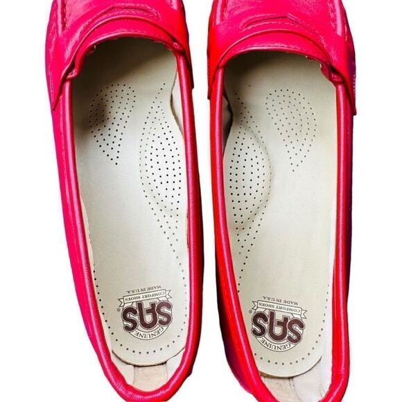 SAS Tripad Comfort Shoes Made In USA Vintage Wink Red Leather Penny Loafers Slip - Picture 5 of 13